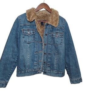 Y2K Gap Faux-Fur Lined Denim Jean Jacket Small